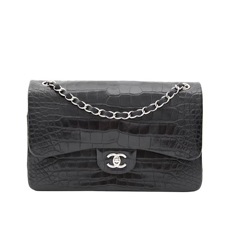 alligator chanel|CHANEL Alligator Jumbo Double Flap Black .